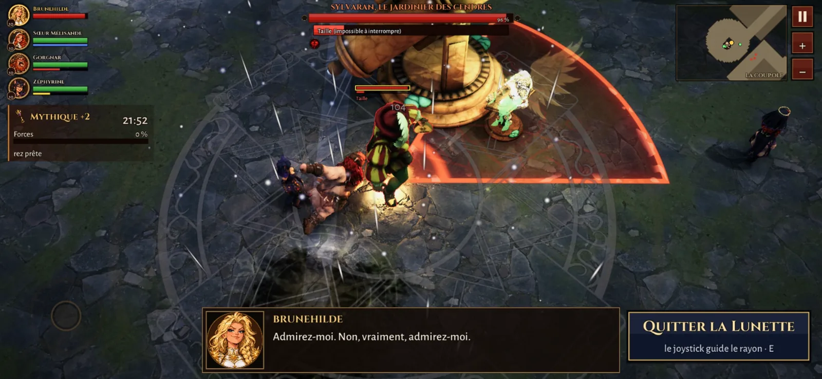 Brunehilde aux commandes de la Grande Lunette contre Sylvaran